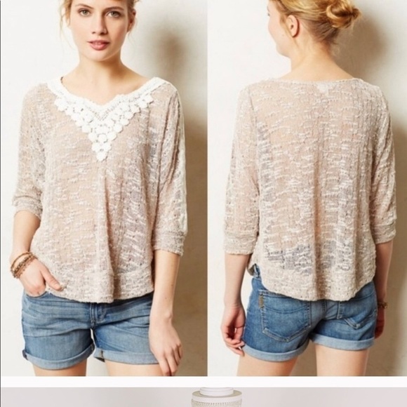 ANTHROPOLOGIE Lace Applique Pullover - Picture 2 of 6